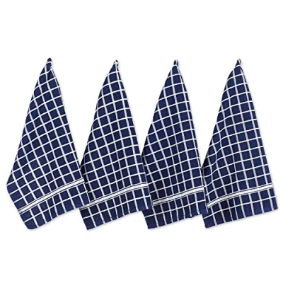 Image of DII 100% Cotton, Machine Washable, Ultra Absorbant, Basic Everyday 16 x 26 Terry Kitchen Dish towel, Set of 4 Nautical Blue Check