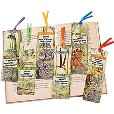 Image of Pack of 12 Dinosaur Bookmarks Party Loot Bag Fillers