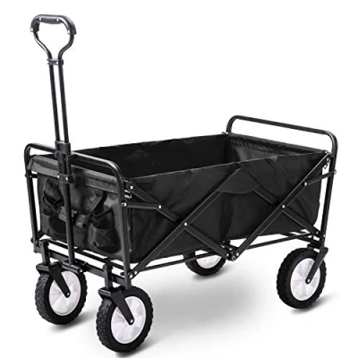 Image of Merax Folding Camping Cart Garden Wagon, 4 Wheeled Collapsible Festival Trolley, Portable Cart,Waste Wagon 150KG Capacity
