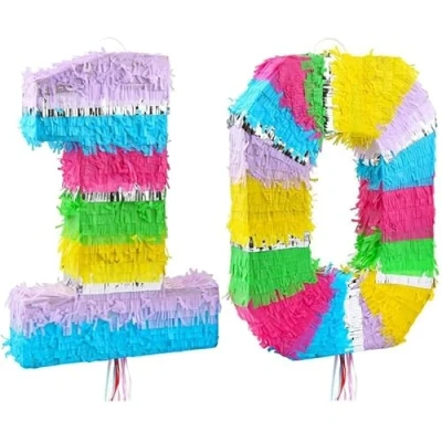 Image of Playflip Pinata Number 10 Colourful Pastel 10th Birthday