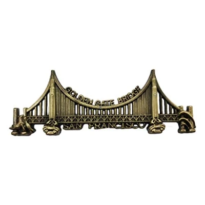 Image of 3D Golden Gate Bridge San Francisco Refrigerator Magnet Souvenir Metal Collection, USA Fridge Gift Magnetic Sticker Home Kitchen Decoration