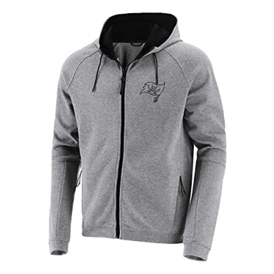 Image of Fanatics NFL Tampa Bay Buccaneers Mono Premium Graphic Zip Hoodie Grey, gray, M