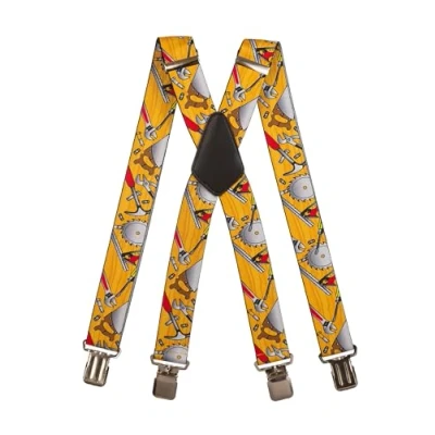 Image of Olata Heavy Duty Tool Pattern Braces/Suspenders (Yellow) 5cm. X Shape