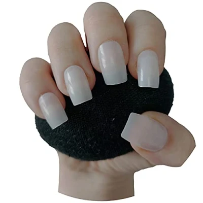 Image of 600 Short Medium Square False Nail Tips NATURAL Full Cover Acrylic Press On Nails Extensions Professional Salon &amp; Home Use