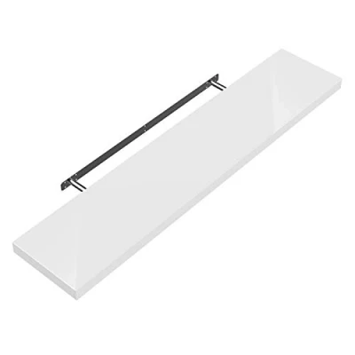 Image of CASARIA® 90cmx23cm High Gloss White Floating Shelf Including Bracket Wall Shelving Living Room Kitchen Bedroom Office 38mm Thick Hidden Fixing 15kg Capacity MDF