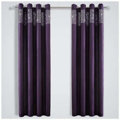 Image of GC GAVENO CAVAILIA Living Room Curtains Eyelet 90x90 Inch Fully Lined Ring Top Drapes Aubergine