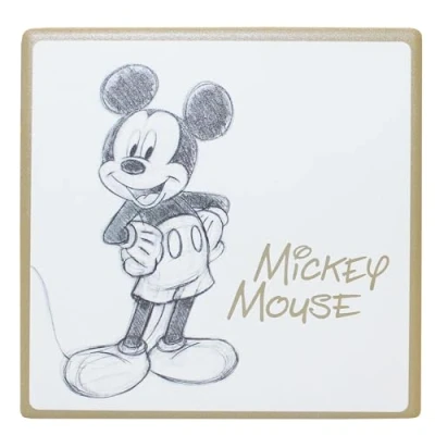 Image of Disney Mickey Mouse Coaster 10cm Cork Backed Classic Ceramic Gold Trim (Mickey Mouse)