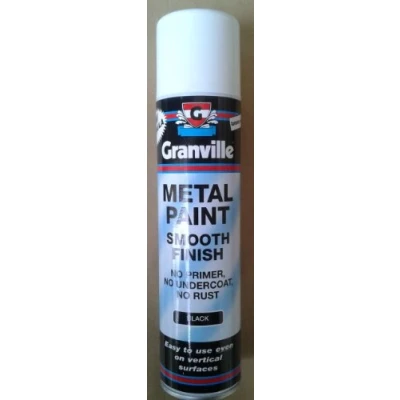 Image of Black Metal Paint Smooth Finish Spray Granville 400ml (No Primer Needed)