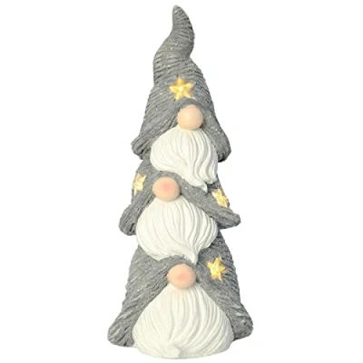 Image of Mr Crimbo Light Up Christmas Figure Stack Ornament Stars Grey White 55cm Gonk