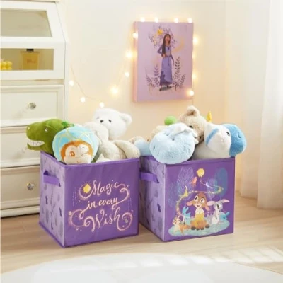 Image of Idea Nuova Disney Wish Set of Two Spacious Collapsible Storage Cubes, 10&quot;x10&quot;
