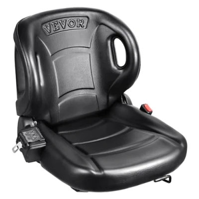 Image of VEVOR Universal Forklift Seat,Tractor Seat with Adjustable Angle Back, Micro Switch and Seatbelt,Wrap around for Tractor Loader Excavator