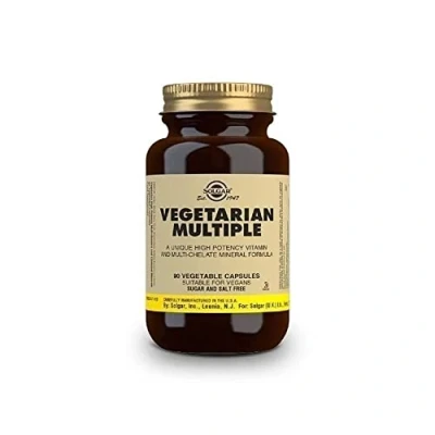 Image of Solgar Vegetarian Multiple Vegetable Capsules Rich in iron, Essential Vitamins &amp; Minerals Contains B12 and B Complex Health Supplement Vegan, Vegetarian, Kosher Pack of 90