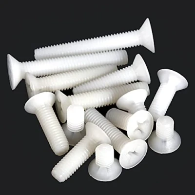 Image of CONPHERON Nylon Phillips Cross Flat Head Machine Screws Bolts White Plastic Countersunk M4x8 mm,100 pcs