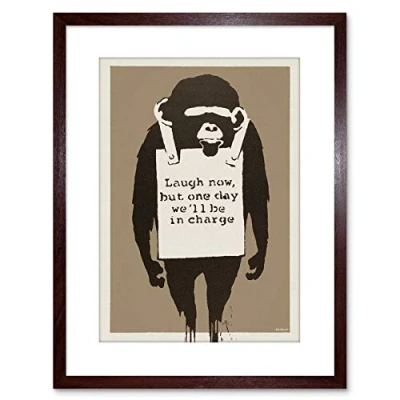 Image of Wee Blue Coo Banksy Laugh Now Graffiti Street Art 9x7&#039;&#039; Framed Print F97x13817