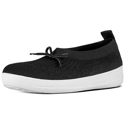 Image of Fitflop Women&#039;s Uberknit Ballerina Closed Toe Ballet Flats, Black, 4 UK