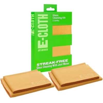 Image of E Cloth Window Cleaning and Glass Microfiber Towel Kit for Windows, Streak Free Windows with just Water, Car Windshield, Mirrors Tangerine Orange 2pack