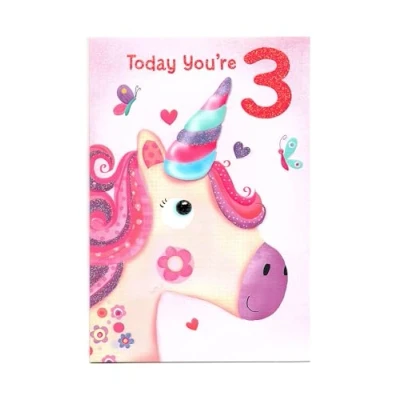 Image of Birthday Card for Three (3) Year Old Girl (Free Post (UK))