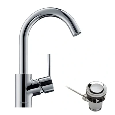 Image of hansgrohe Talis S Basin Mixer Tap 200 with swivel spout and pop up waste, chrome, 32070000