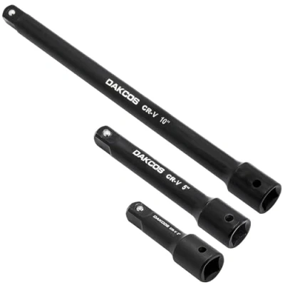 Image of DAKCOS 1/2&quot; Impact Extension Bar Set, 3 Piece Socket Bar, Extensions Tool, CR V with Black Phosphating