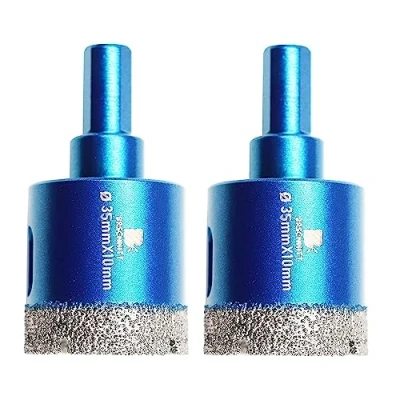 Image of Dry Diamond Core Drill Bit Set,BRSCHNITT 2pcs/pack 1 3/8 Inch (35mm) Hole Saw with Triangle Shank for Porcelain Tile Ceramic Stone Granite Marble