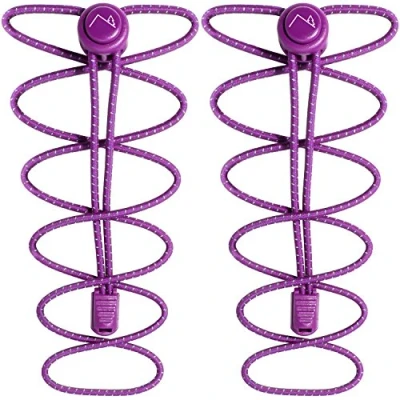 Image of CampTeck U6605 No Tie Shoe Laces Elastic Shoelaces with Locking System Purple 1 Pair