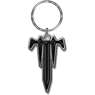 Image of Trivium T Logo Keyring (One Size) (Silver/Black)