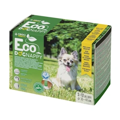 Image of Croci Eco Dog Nappy Biodegradable Male Diapers Underpants for Pee Hygiene Band Dogs, Anti odour, Disposable, 12 Pieces, Size S, 30 40 CM