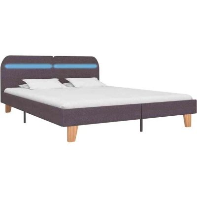 Image of vidaXL Bed Frame with LED without Mattress Taupe Fabric 150x200 cm King Size