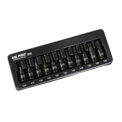 Image of US PRO INDUSTRIAL 11PC 3/8&quot; DR Impact Torx Star Bit Sockets Set T10 T60 3933