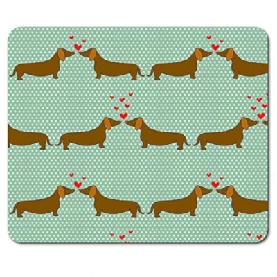 Image of Cute Dachshund Dogs Mouse Mat Pad Sausage Dog Love Heart Gift Computer #13131