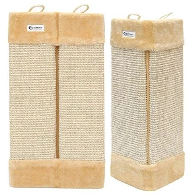Image of EYEPOWER Scratching Board with Plush S about 50x22cm Beige Sisal Scratch for Inside and Outside Corners