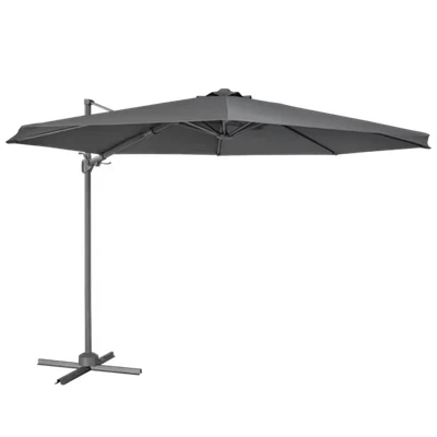 Image of Dellonda Ø3m Garden/Patio Cantilever Parasol/Umbrella with Crank Handle, Tilt, 360 Rotation and Cover, Grey DG267