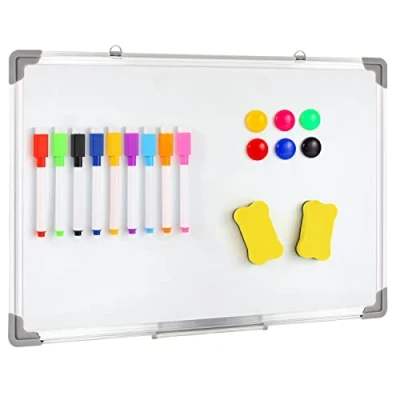 Image of VEYLIN 40 X 60 CM Large Magnetic Whiteboard, Hanging Dry Erase White Board for Wall, Aluminium Frame Wipe Writing Home Office School Class