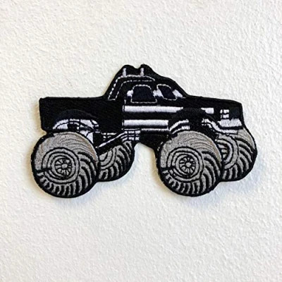 Image of Monster Truck Toy American Black Iron on Sew Embroidered Patch