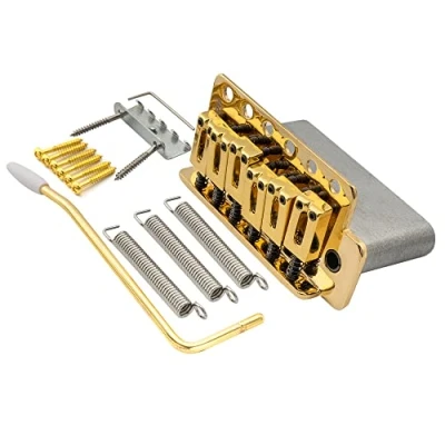 Image of Wilkinson WOV02 52.5mm(2 1/16 inch) Tremolo Bridge 6 Screw for American Vintage Narrow Spacing Strat Electric Guitar, Gold
