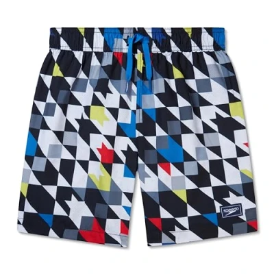 Image of Speedo Boys&#039; Standard Swim Trunk Mid Length Redondo Printed, Cafe Check