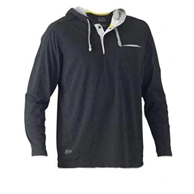 Image of Bisley Workwear UKBK6220_BCCG T Flex &amp; Move Cotton Shirt Hoodie Long Sleeve Charcoal Marle, XL
