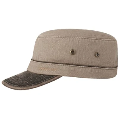 Image of Stetson Katonah Cotton Army Cap Women/Men Military Metal Buckle, with Peak Summer Winter S (54 55 cm) Light Brown