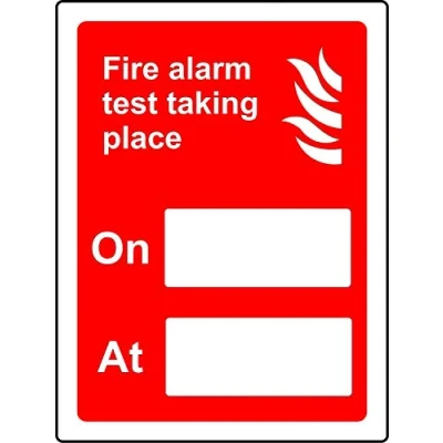 Image of Fire alarm test taking place on Safety sign 3mm Aluminium 300mm x 200mm