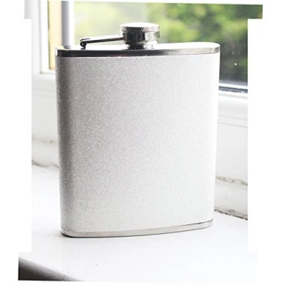 Image of prime homewares 6oz Hip Flask Stainless Steel Plain Glitter (6oz White Glitter)