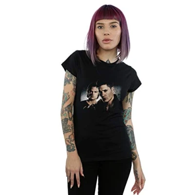 Image of Supernatural Women&#039;s Sam and Dean Poster T Shirt Black Large