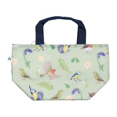 Image of ECO CHIC Lightweight Foldable Insulated Lunch Bag Water Resistant Cooler (RSPB Birds Green)