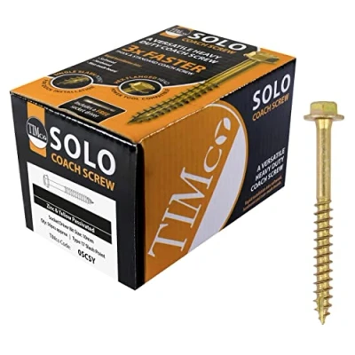 Image of TIMCO Advanced Coach Screw Hex Flange Head Slash Point Yellow 6.0 x 25 Box of 100 (625SCSY)