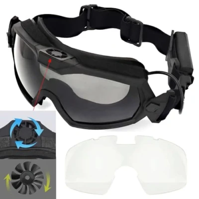 Image of HANSTRONG GEAR H World EU Fan Version Cooler Softair Airsoft Glass Regulator Goggles Ski Snowboard Bike Sports Black