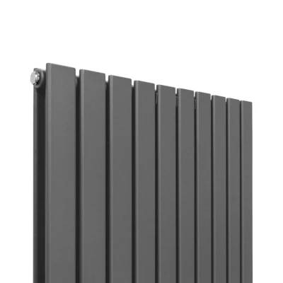 Image of Designer Radiators 160 x 70cm Flat Panel Modern Central Heating Anthracite Grey Vertical Column Double Wall Mounted Slimline Kitchen Living Room Bathroom Commercial Cleaning Brush &amp; Fixing Kit