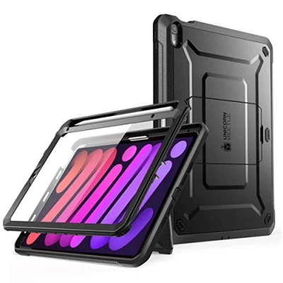 Image of SUPCASE Unicorn Beetle Pro Series Case for iPad Mini 6th Generation 8.3 Inch (2021), Support Apple Pencil Charging with Built in Screen Protector Full Body Rugged Kickstand Protective Case(Black)