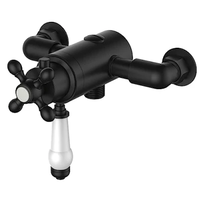 Image of Matt Black Thermostatic Traditional Exposed Shower Mixer Valve 137mm 150mm