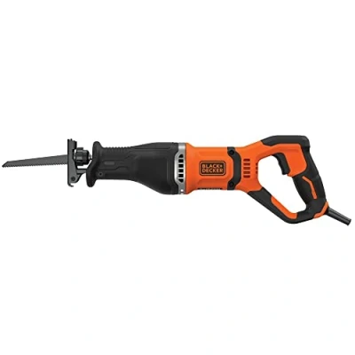 Image of BLACK+DECKER Corded Reciprocating Saw with Branch Holder and 2 x Blades 750w, Black + Orange