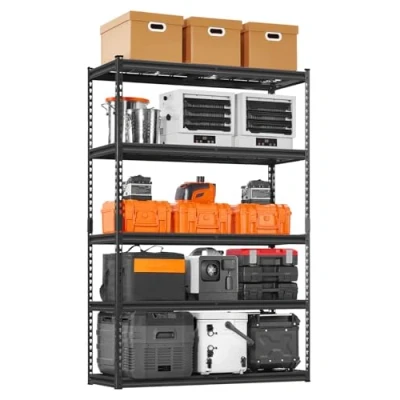 Image of VEVOR Storage Shelves, 2500 lbs, 5 Tier Heavy Duty Garage Shelving, 18&quot; D x 48&quot; W 72&quot; H Adjustable Metal Shelves for Industrial Shelving Unit Utility Shelf, Kitchen, Warehouse, Basement, Black