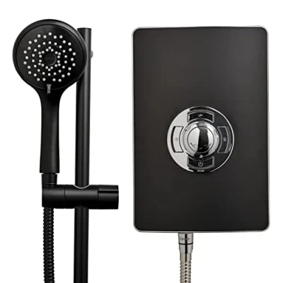 Image of Triton Showers Collection 2 Shower Electric 9.5 kW Aspirante I Matte Black Electrical with Showerhead &amp; Anti Twist Hose Best Units for Bathrooms